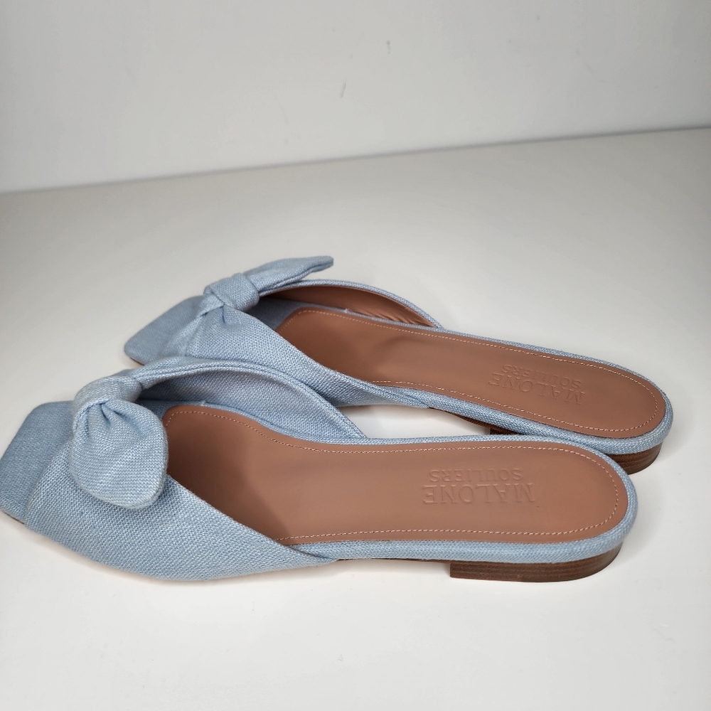 Malone Soulier Vargas Bow Womens Flat Sandals Size In Blue Size 39.5 - Picture 4 of 9